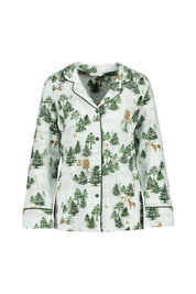 Schlafanzug aus Baumwollmix - Olive Green - Weiß