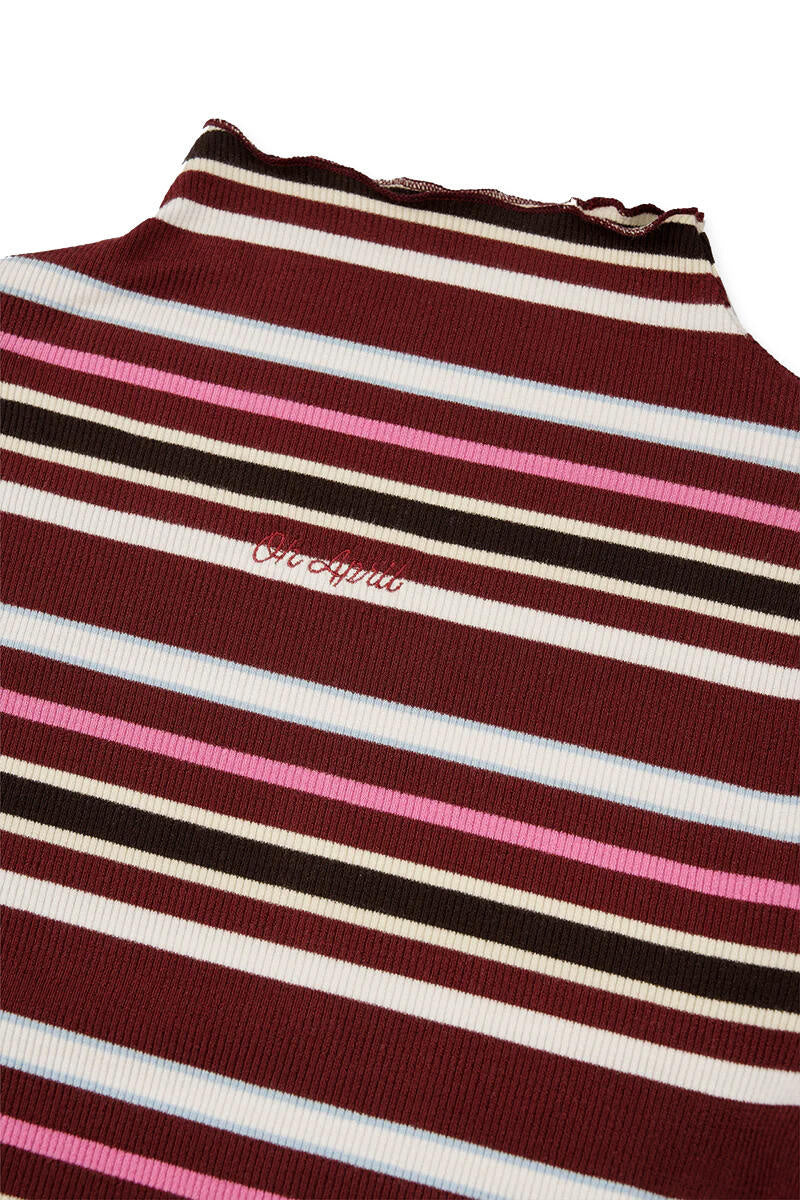Langarmshirt MILOU aus Modal - Merlot Stripe - Rot