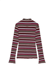 Langarmshirt MILOU aus Modal - Merlot Stripe - Rot