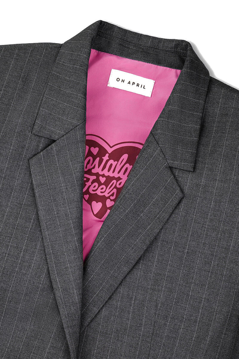 Blazer KRISSY mit Pattentaschen - Pinstripe - Grau