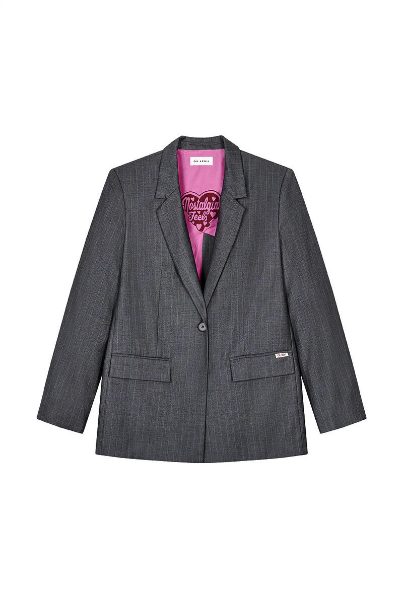 Blazer KRISSY mit Pattentaschen - Pinstripe - Grau