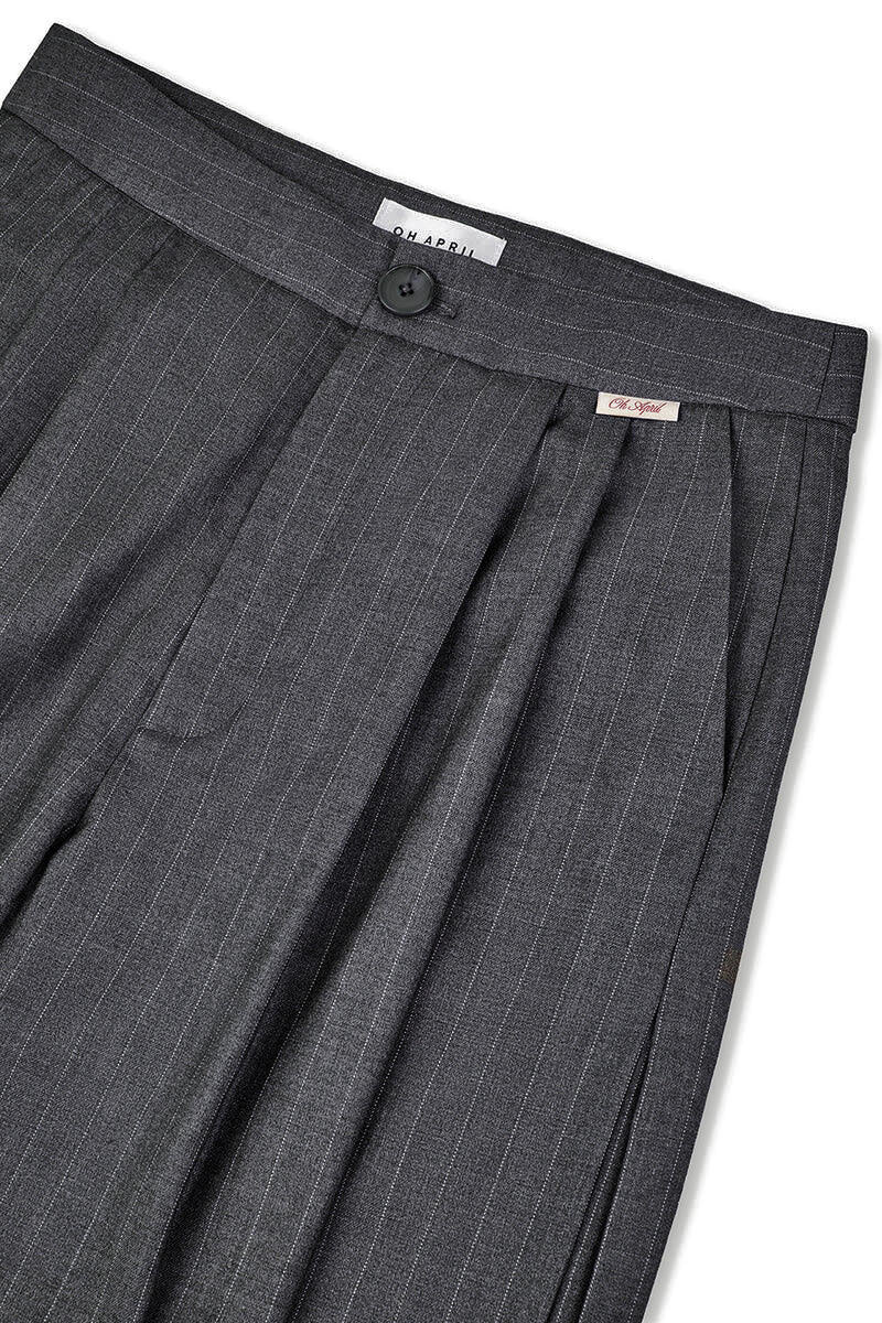 Nadelstreifenhose LEANA Wide Leg - Pinstripe - Grau