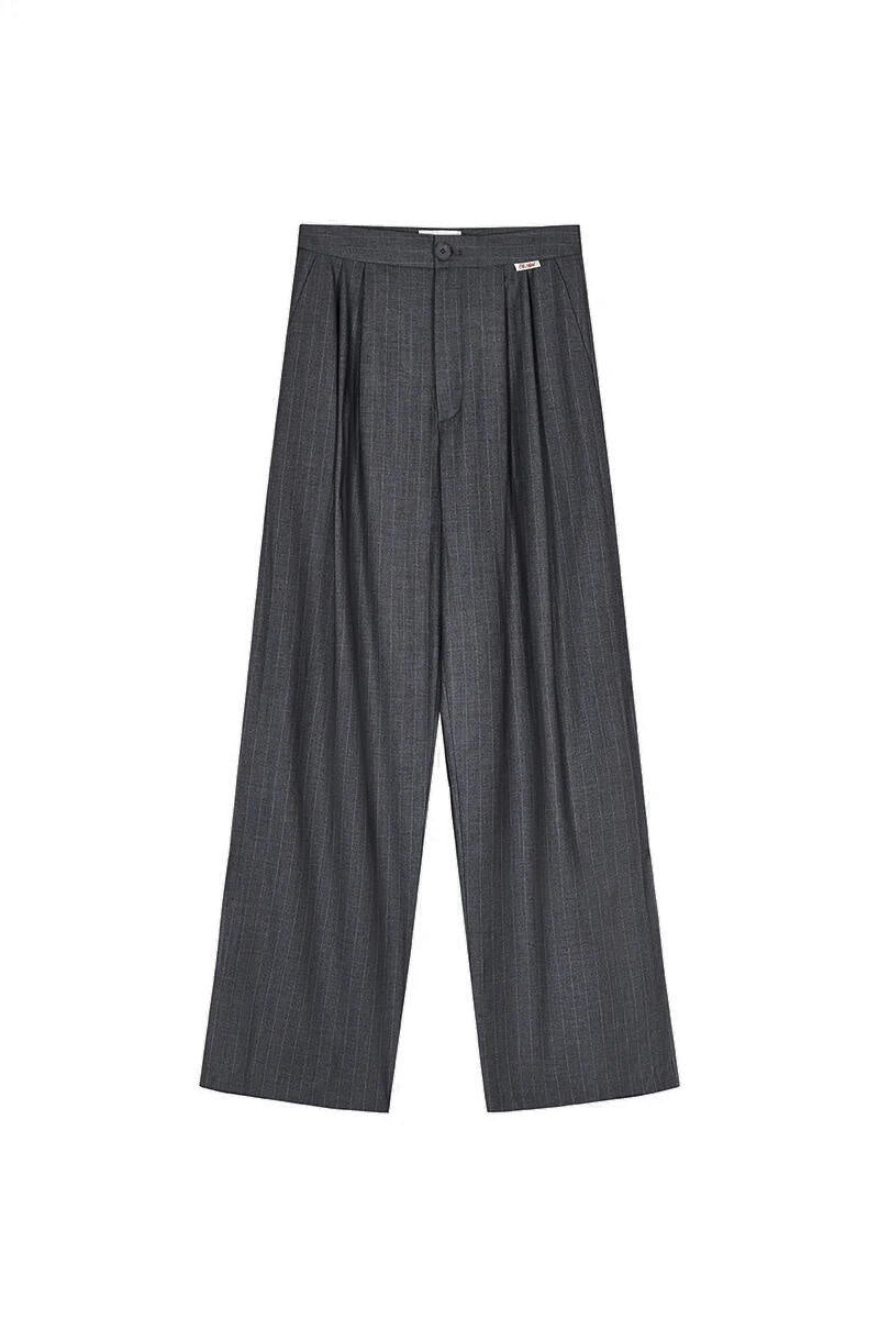 Nadelstreifenhose LEANA Wide Leg - Pinstripe - Grau