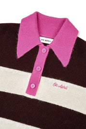 Strick-Poloshirt MAYA - Truffle Stripe - Braun