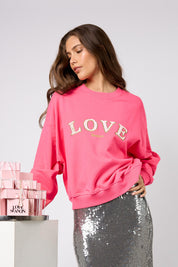 Sweatshirt LOVE aus Baumwolle - Dark Rose - Rosa