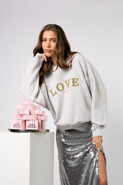 Sweatshirt LOVE aus Baumwolle - Grey Melange - Grau