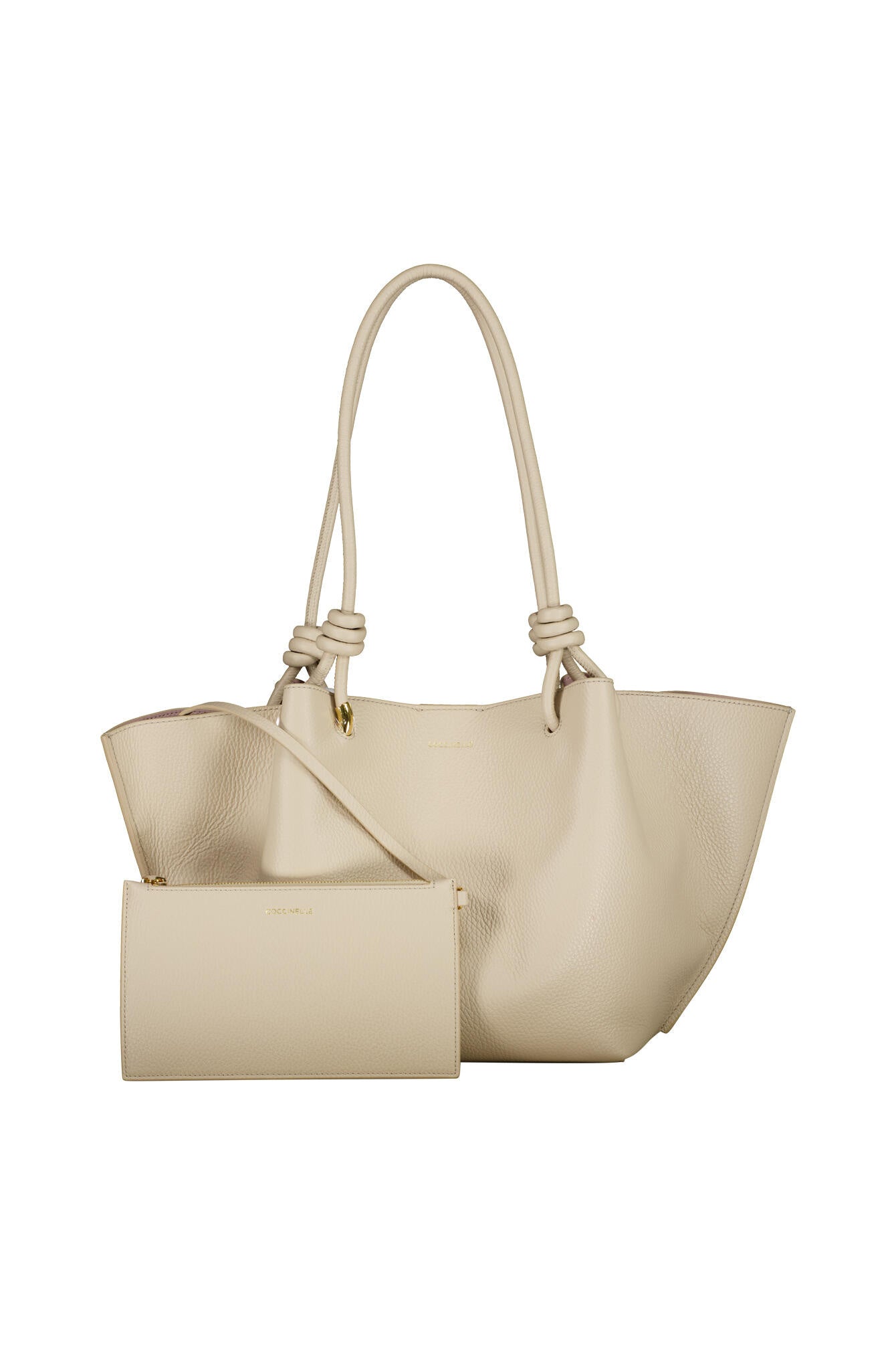 Schultertasche aus Leder - N64 Sandshell - Beige