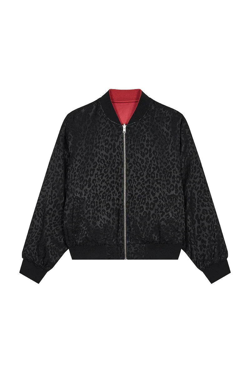 Wendejacke-Bomberjacke ELIN aus Viskose - Leo Black - Schwarz