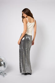 Paillettenrock Maxi NIKA - Graphite - Silber