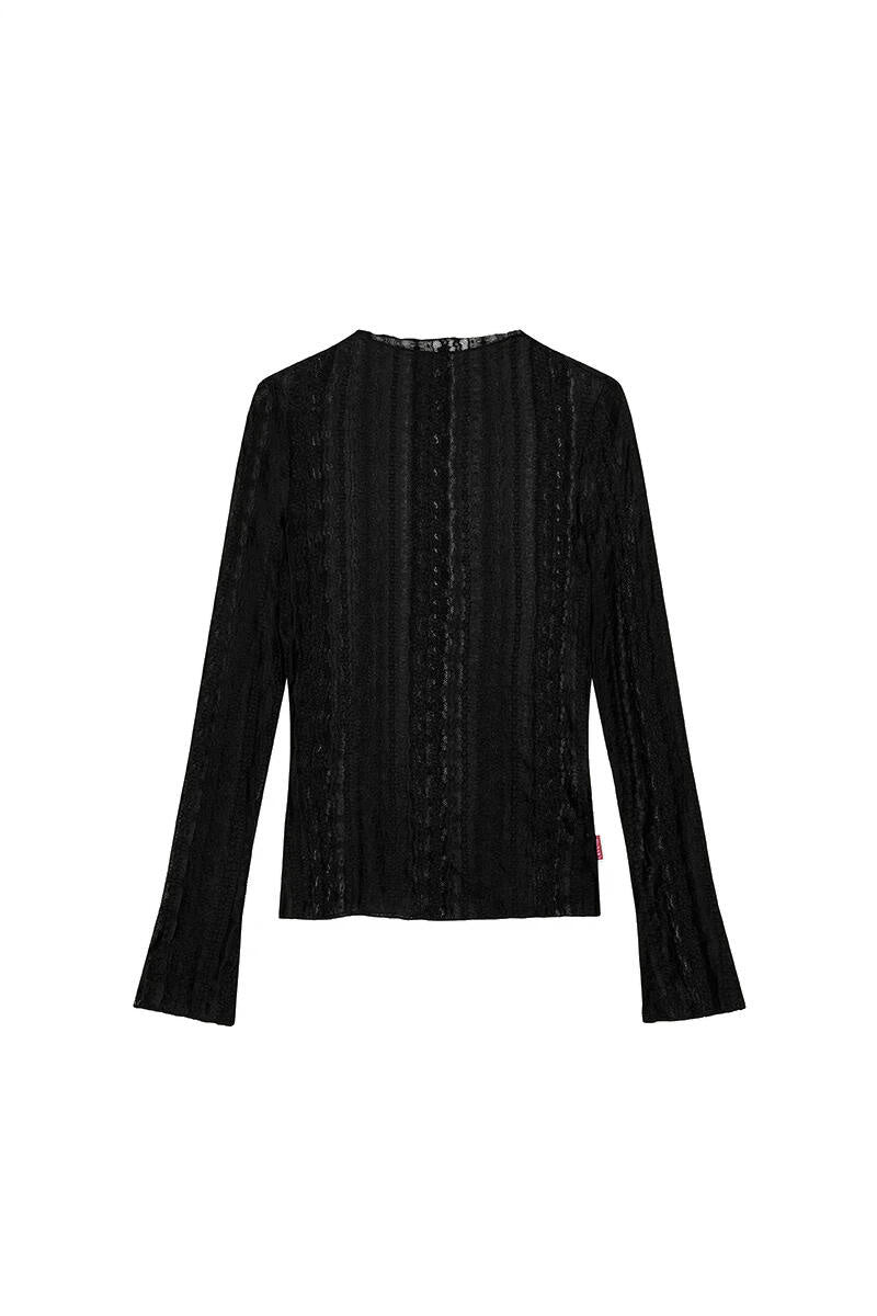 Langarmshirt ZAHARA aus Spitze - Black - Schwarz
