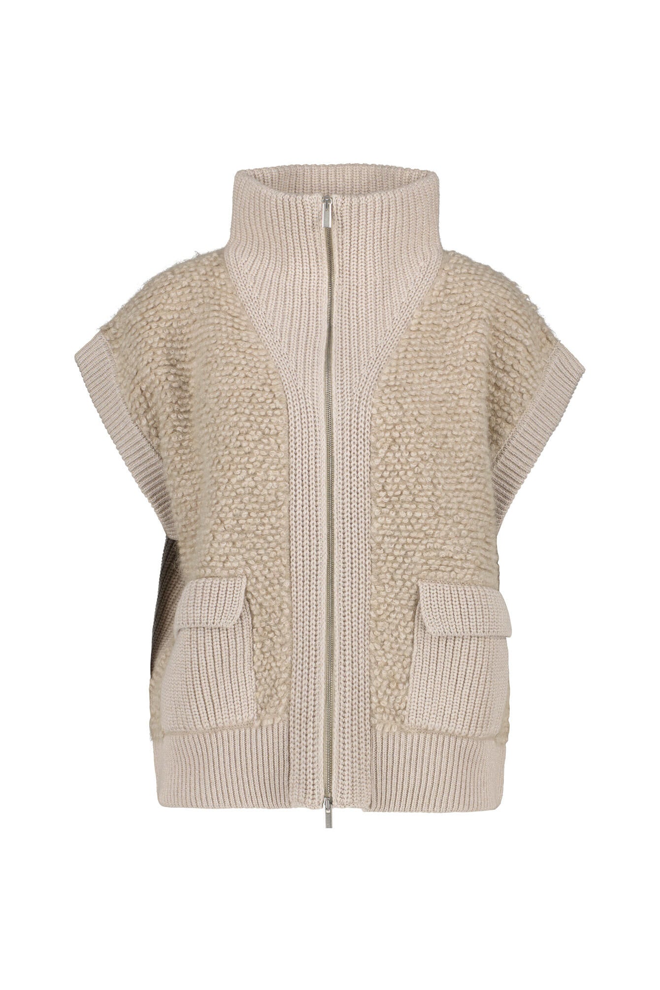 Strickweste aus Schurwollmix - 47A - Beige