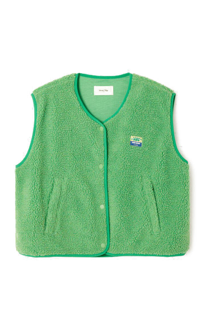 Fleeceweste mit V-Ausschnitt - Palmier - Grün