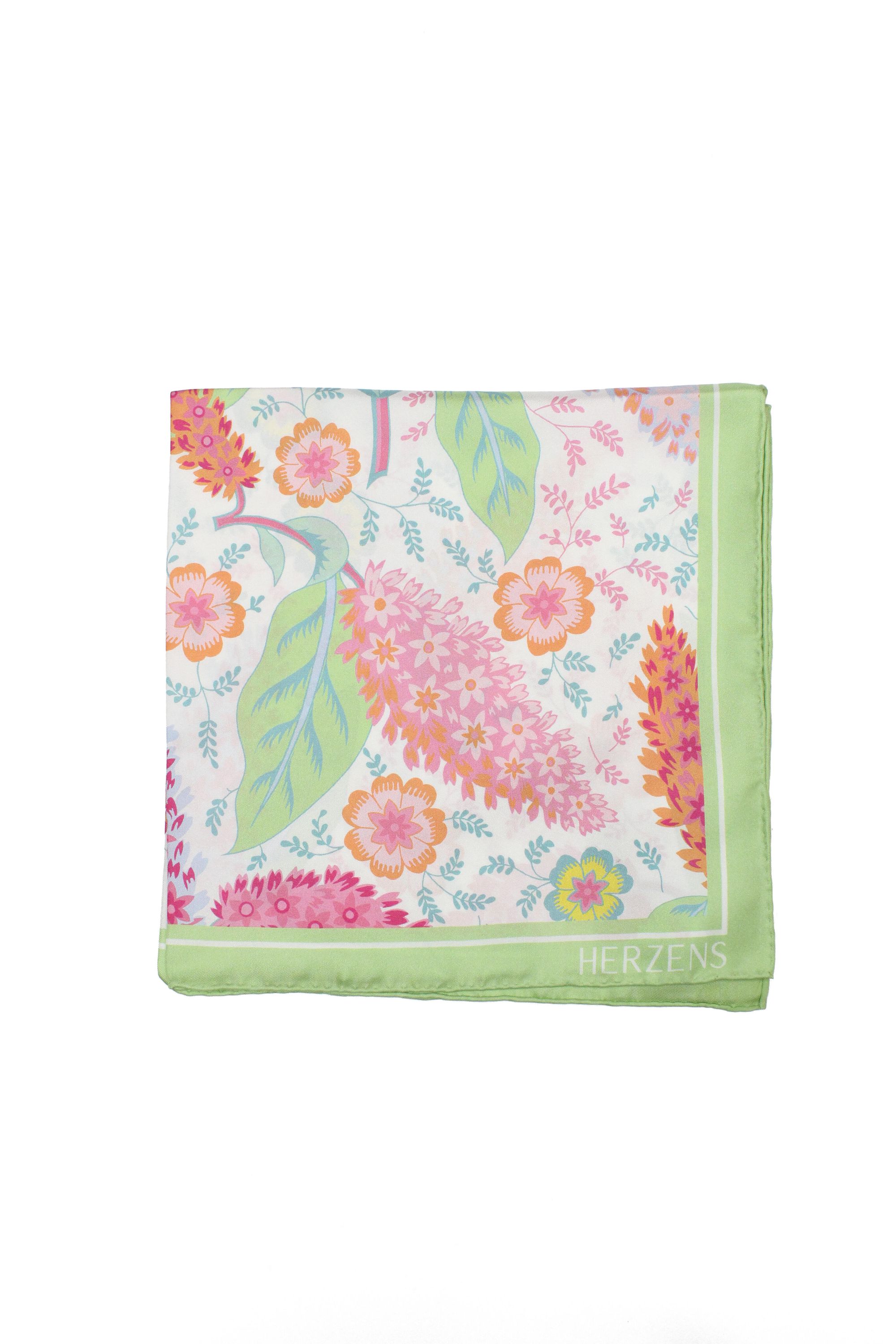 Nickituch aus Seide - 261081 Green Pink - Grün