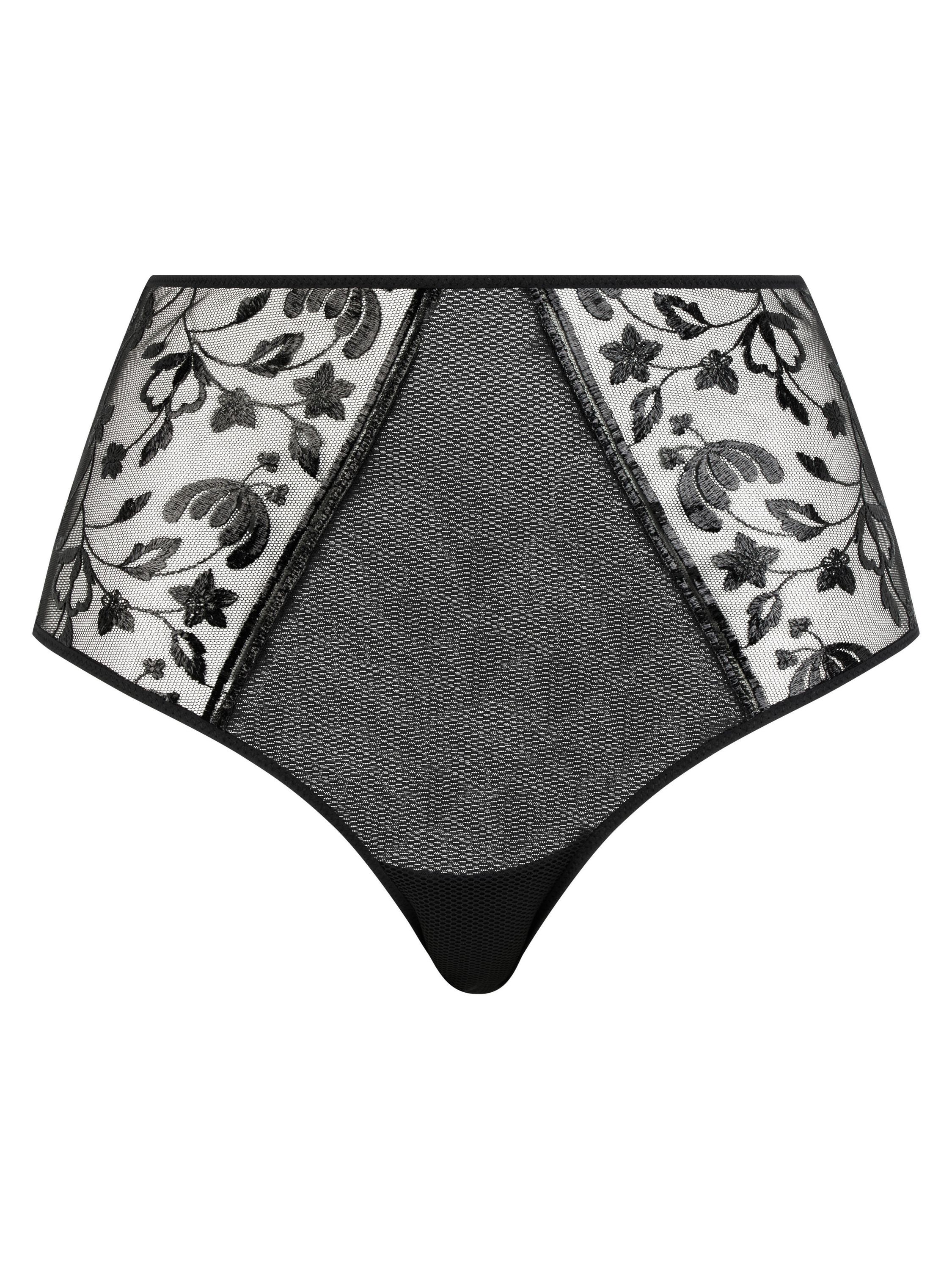 Taillenslip mit Spitze - 0KC BLACK VINYL - Schwarz