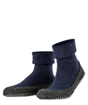 Hausschuhsocken aus Schurwolle - 6680 dark blue - Blau | Grau