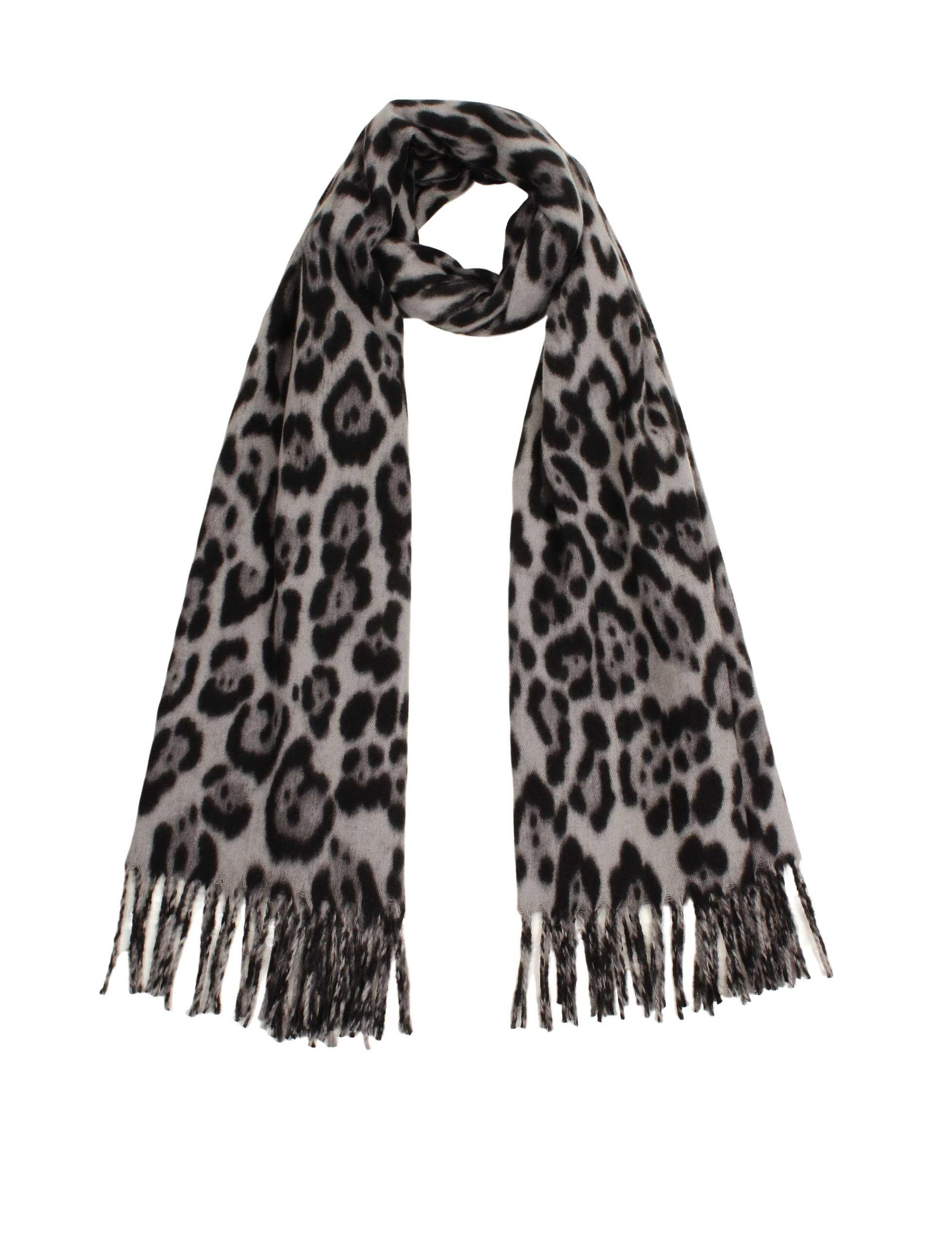 Webschal mit Leopardenmuster - 100-schwarz Variante - Schwarz
