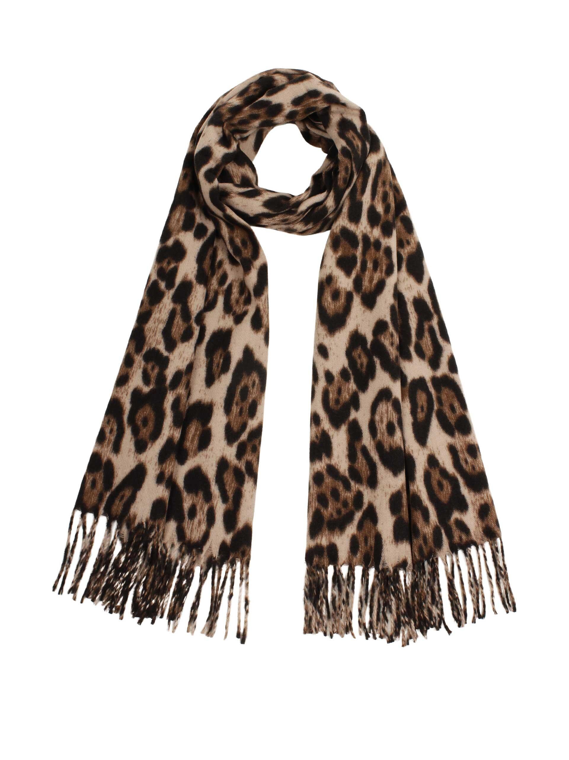 Webschal mit Leopardenmuster - 200-braun/beige Variante - Braun
