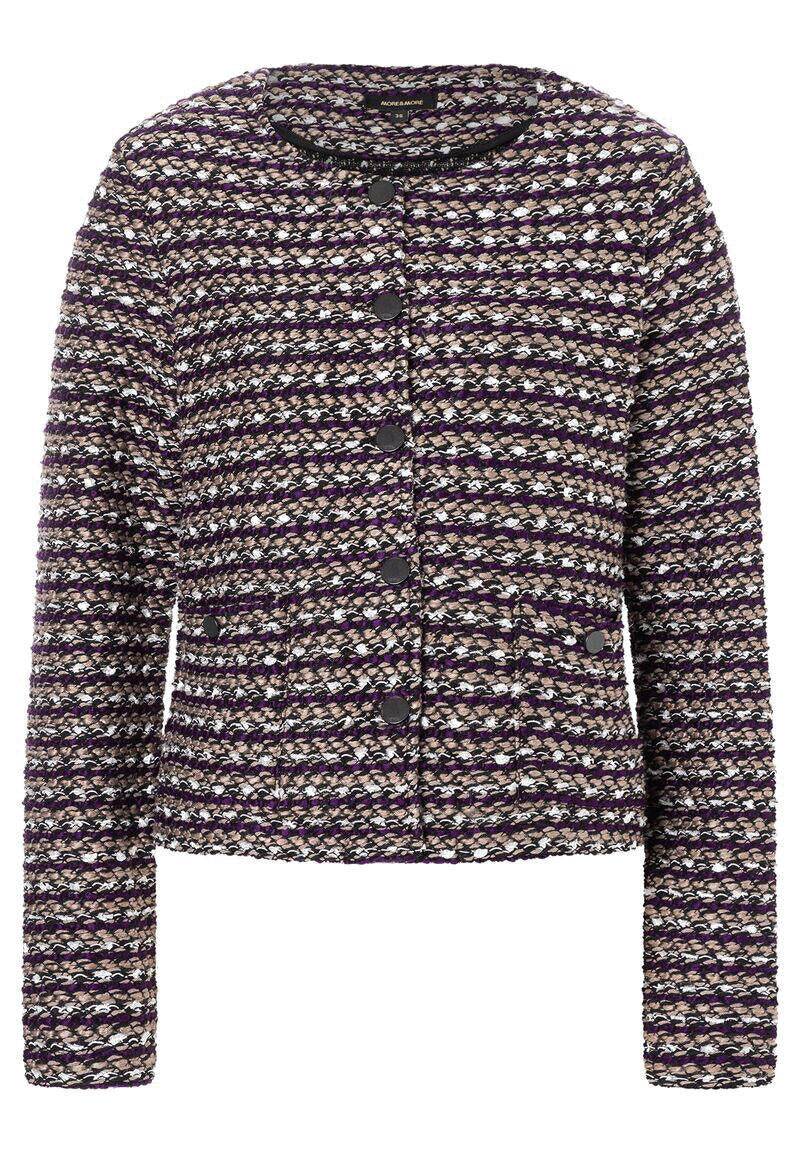 Bouclé-Strickjacke - 4790 - Mehrfarbig