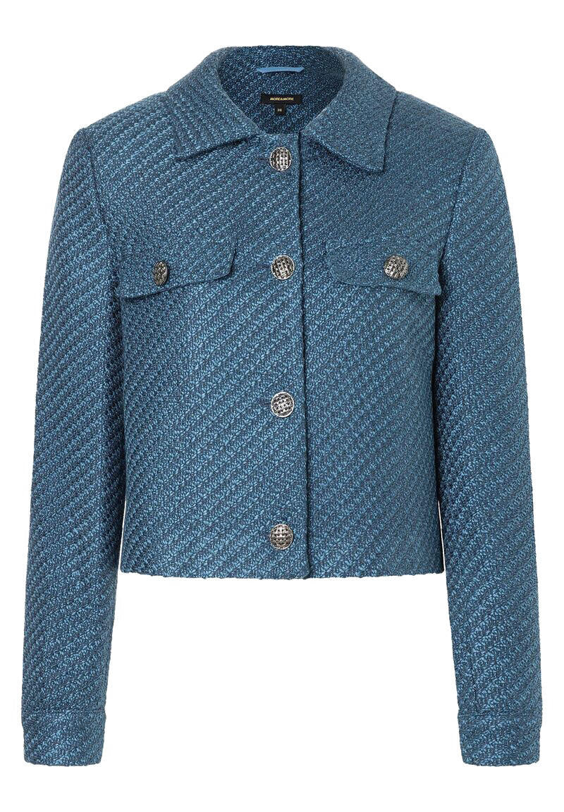 Kurzer Bouclé-Blazer - 0332 - Blau