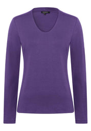 Langarmshirt mit V-Ausschnitt - 0863 - Violett