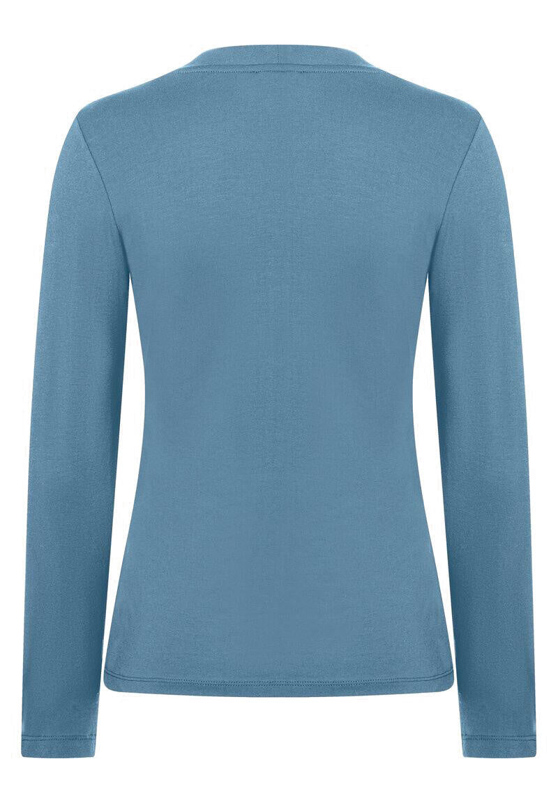 Langarmshirt mit V-Ausschnitt - 0332 - Blau