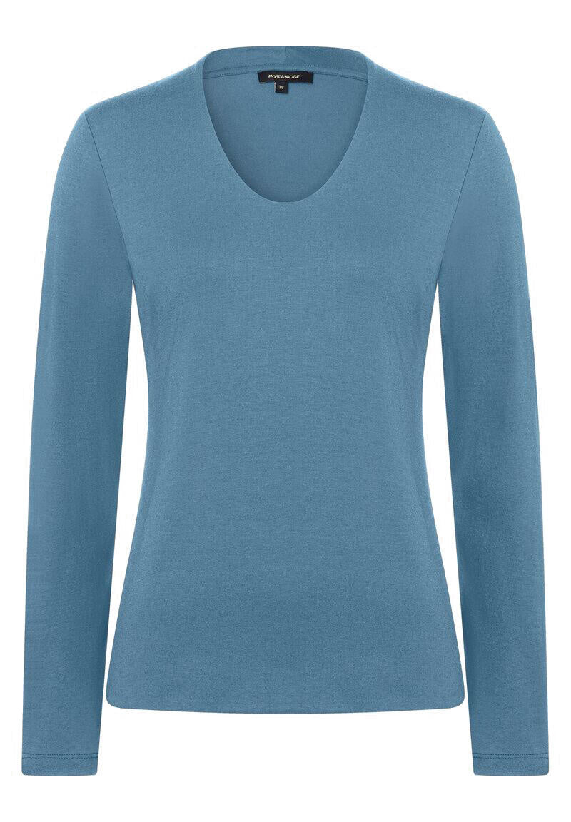 Langarmshirt mit V-Ausschnitt - 0332 - Blau