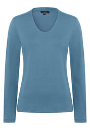 Langarmshirt mit V-Ausschnitt - 0332 - Blau