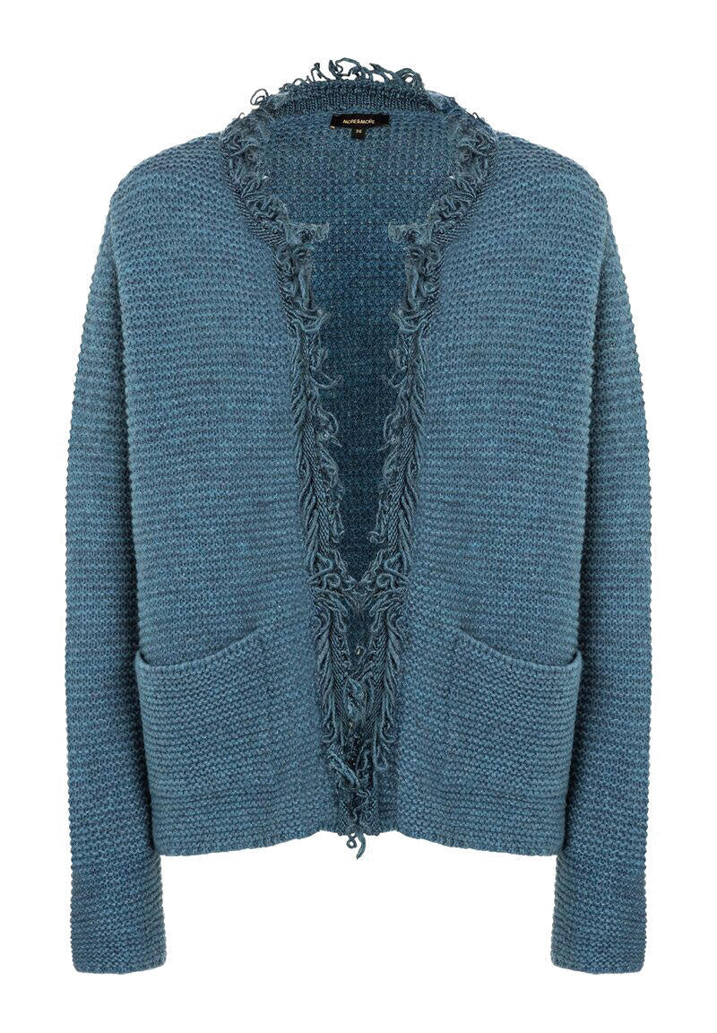 Strickcardigan mit Fransen - 0332 - Blau