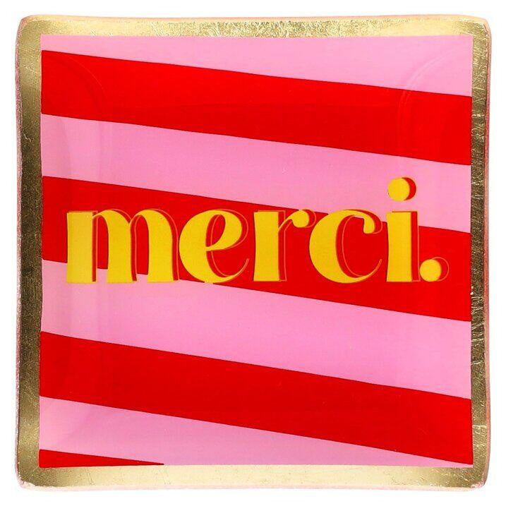 Glasteller S MERCI - rosa/rot - Pink