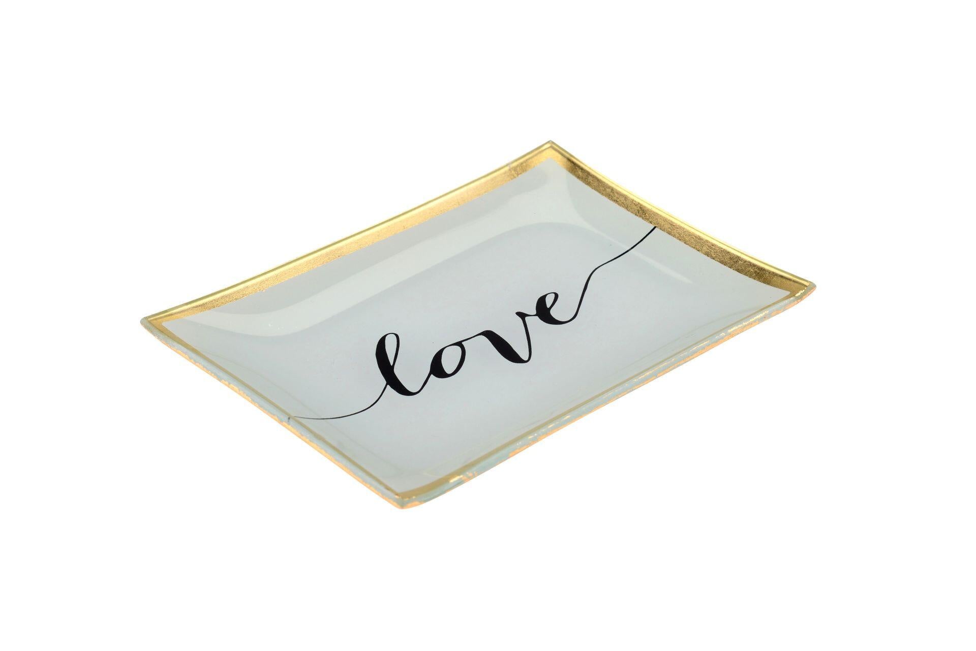 Glasteller LOVE PLATES M - weiss - Weiß