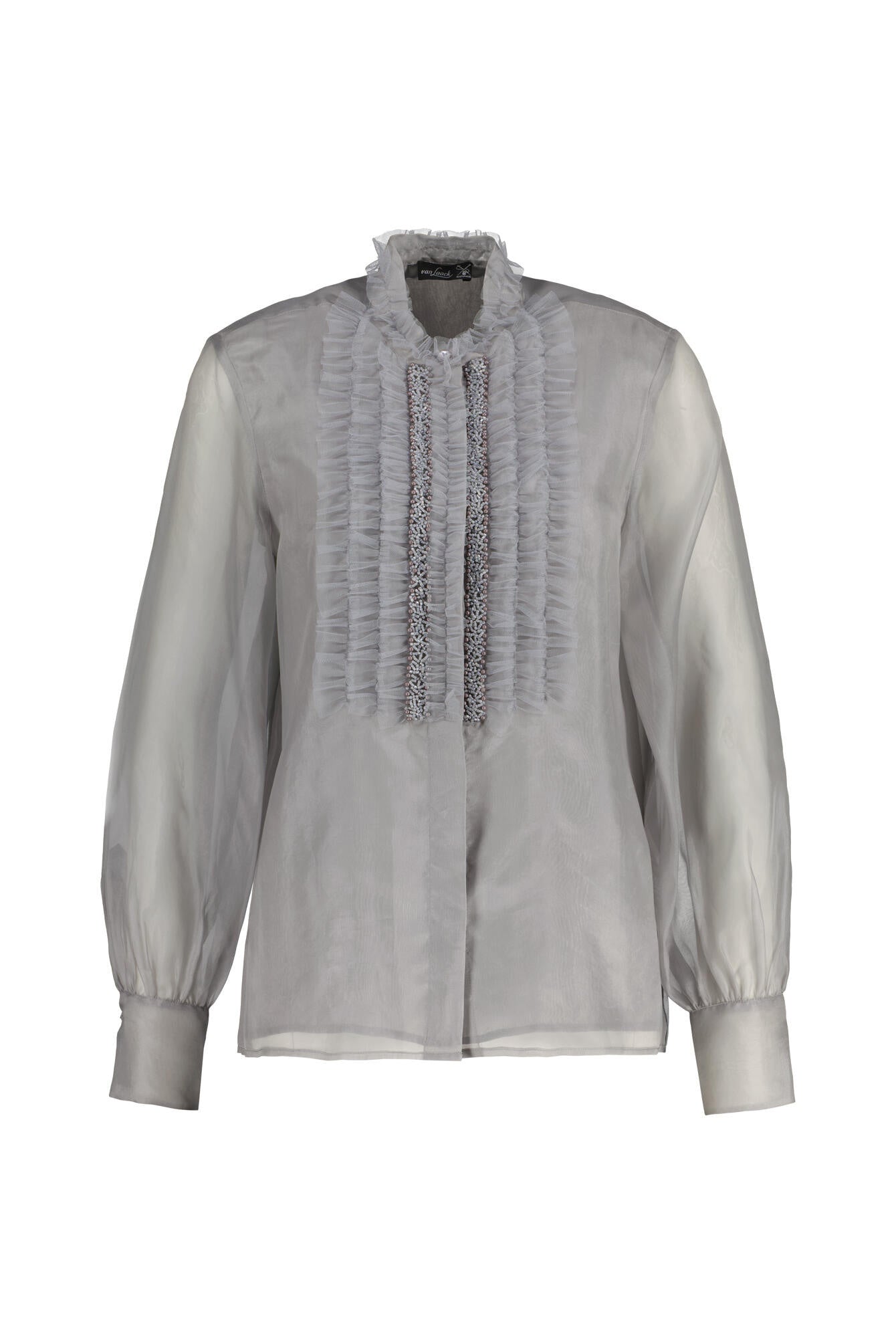 Bluse Relaxed Fit mit Rüschen - 050 - Grau