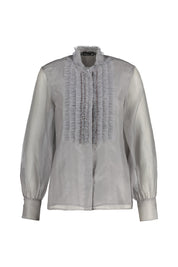 Bluse Relaxed Fit mit Rüschen - 050 - Grau