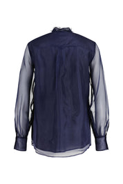 Bluse Relaxed Fit mit Rüschen - 790 - Blau