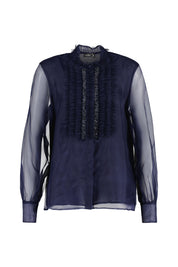 Bluse Relaxed Fit mit Rüschen - 790 - Blau