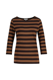 Langarmshirt gestreift aus Viskose - 2262 - Braun