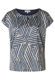 Shirtbluse gemustert - 3375 - Blau