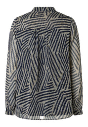 Chiffonbluse gemustert - 3375 - Blau