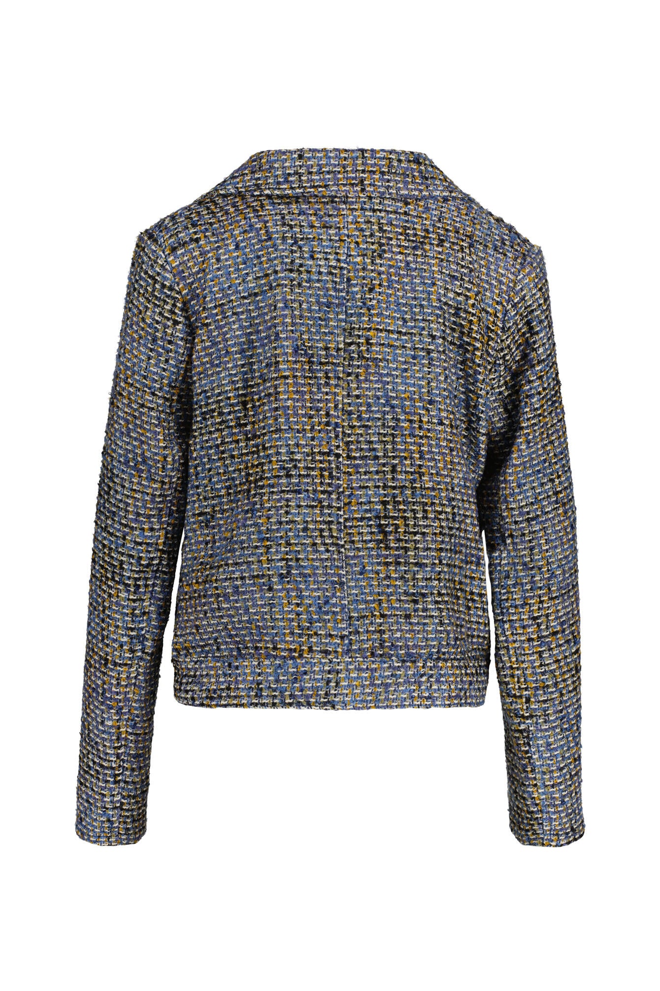 Boucléjacke mit Reversekragen - 4662 - Blau