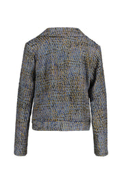 Boucléjacke mit Reversekragen - 4662 - Blau