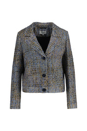 Boucléjacke mit Reversekragen - 4662 - Blau
