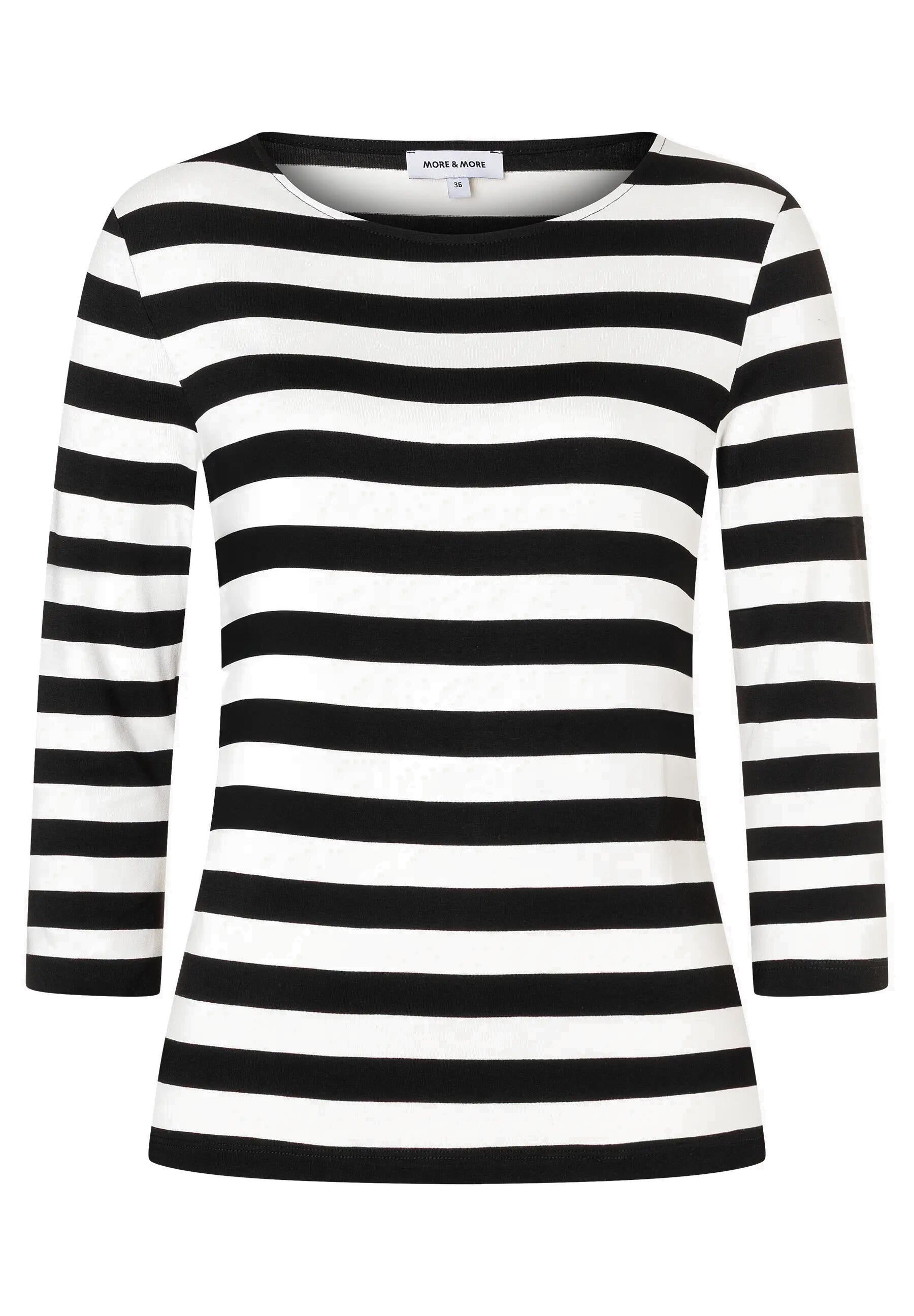 Langarmshirt gestreift - 2790 - Weiß | Schwarz