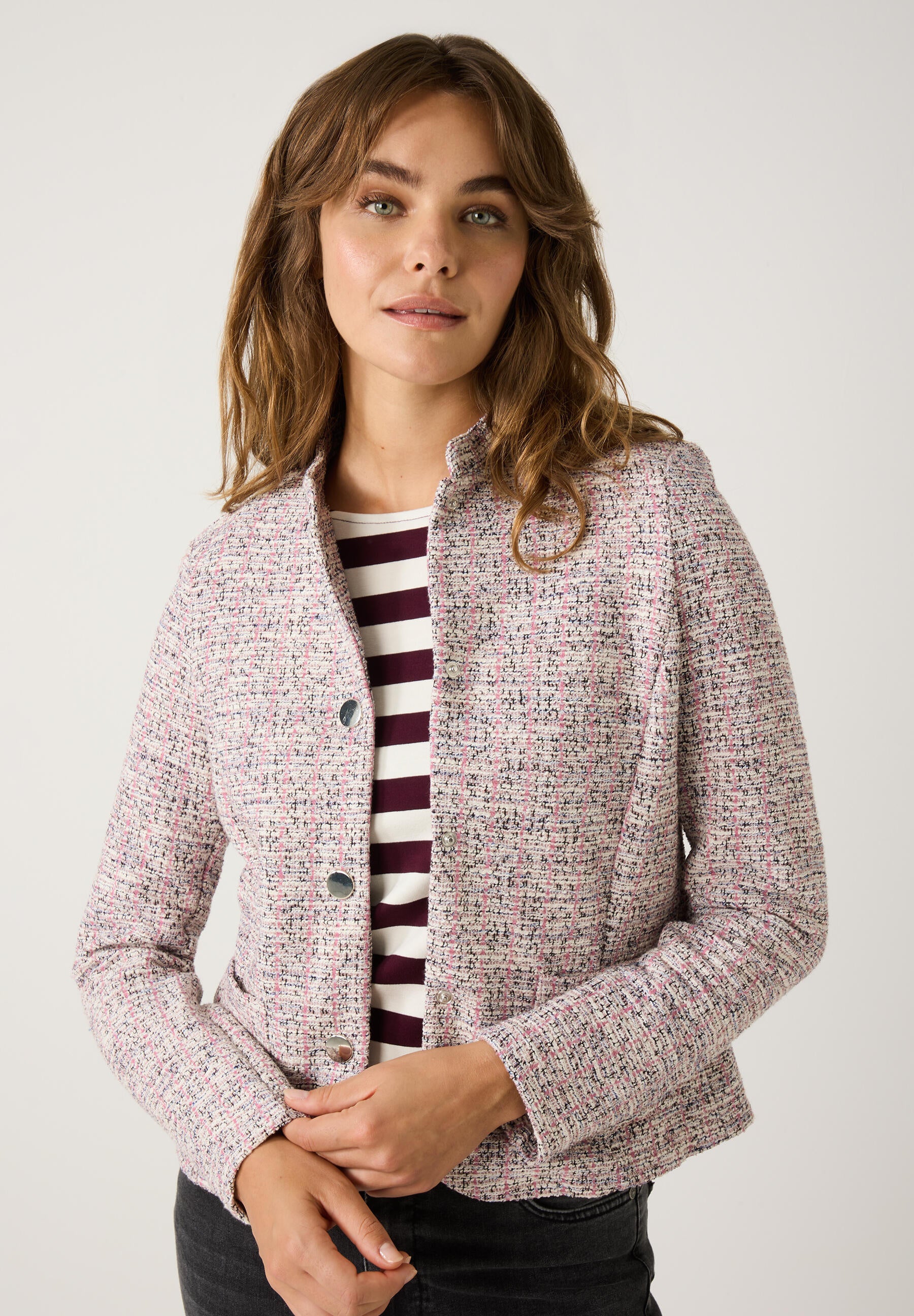 Jerseyjacke aus Bouclé - 4819 - Rosa