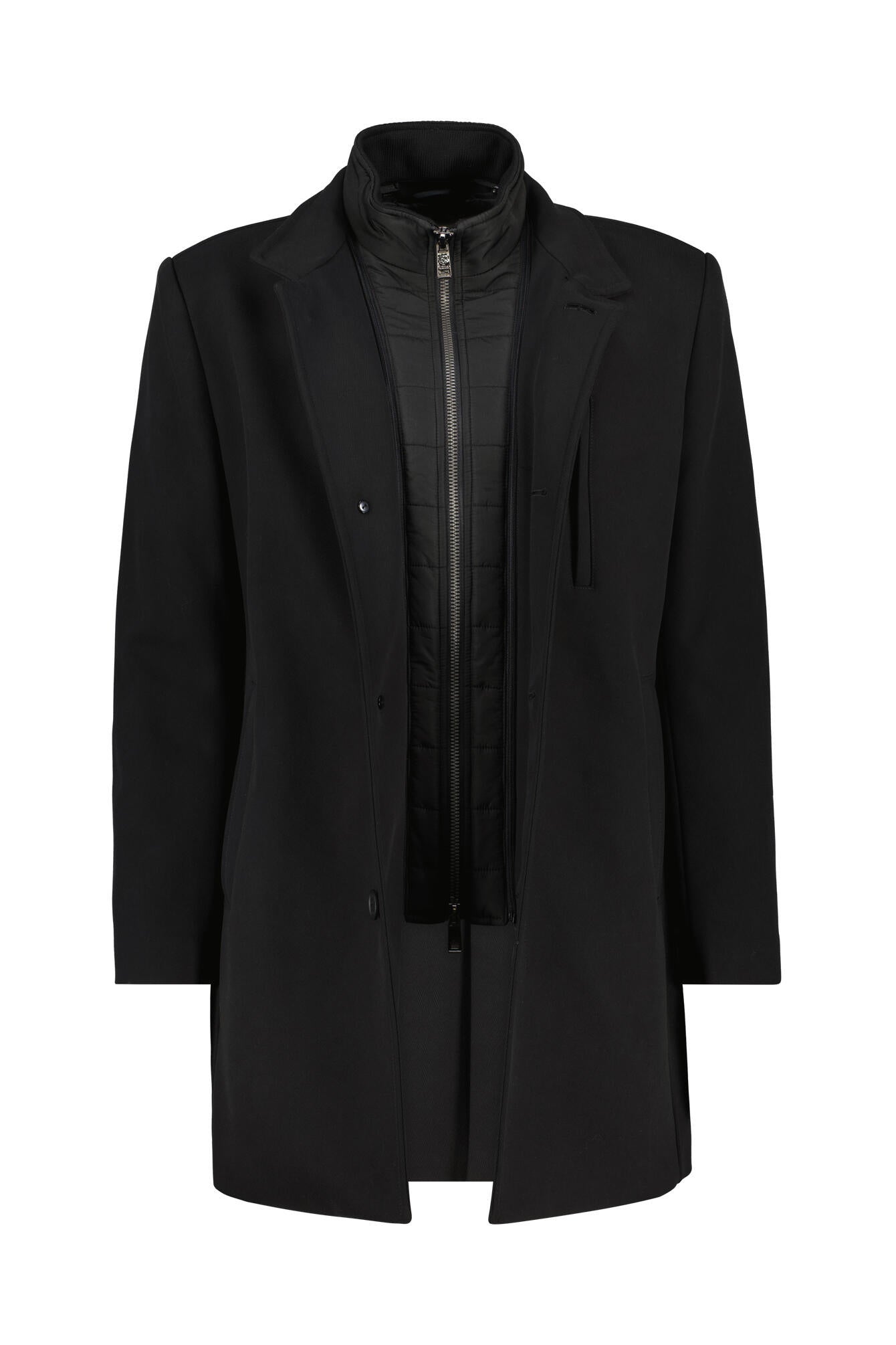 Mantel mit abnehmbaren Reisverschluss - A001 - Schwarz