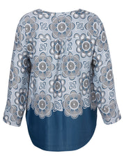 Gemusterte Bluse aus Viskose - 847 - Blau