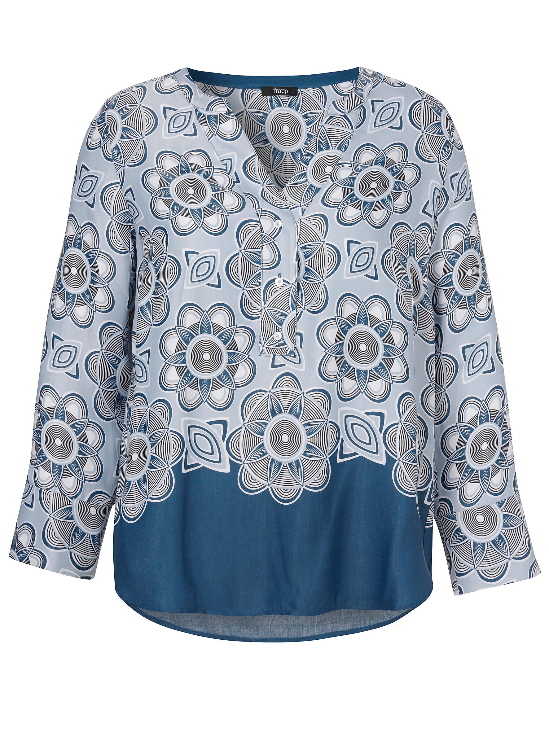 Gemusterte Bluse aus Viskose - 847 - Blau