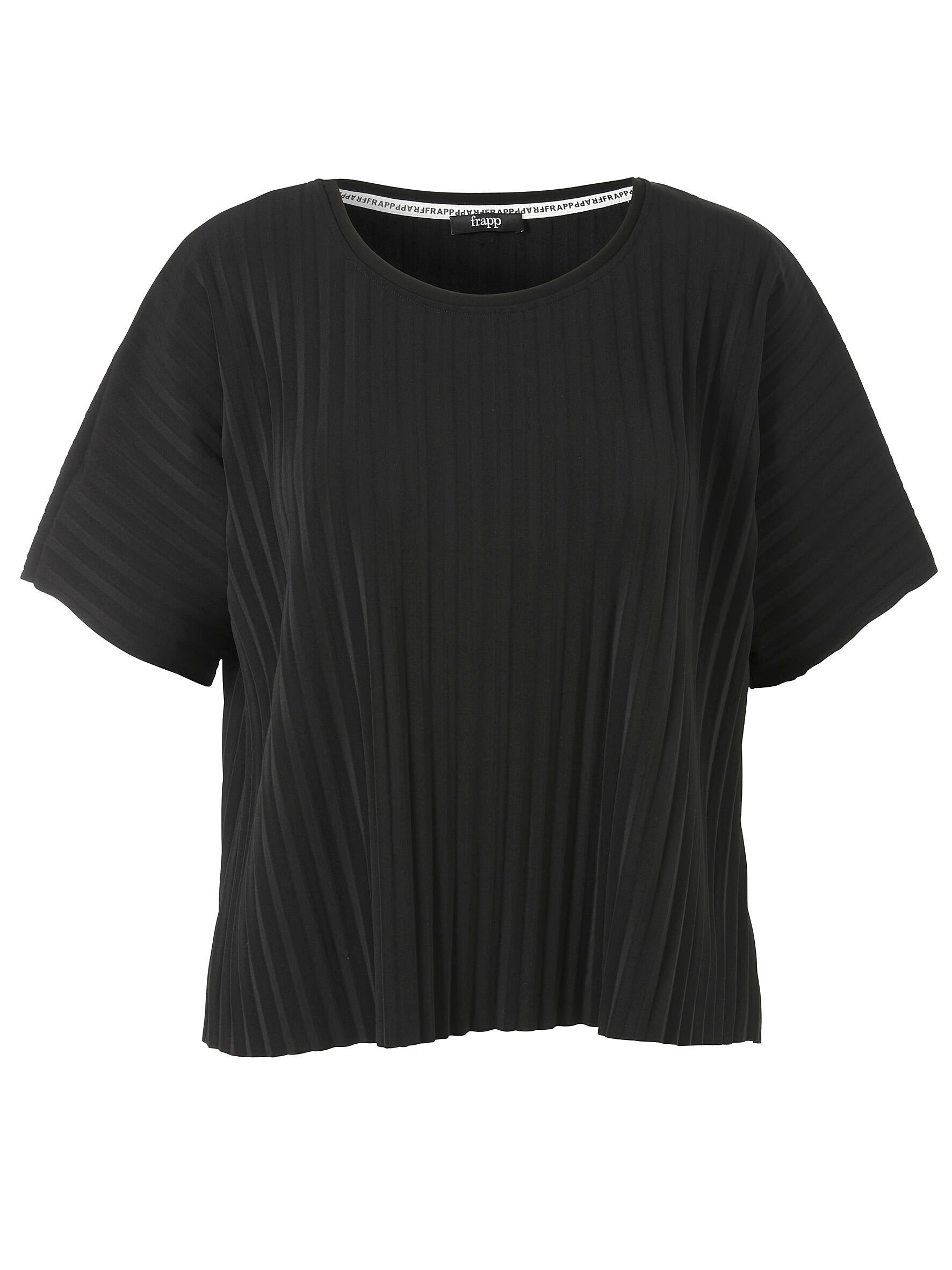 T-Shirt aus Plissee - 104 - Schwarz
