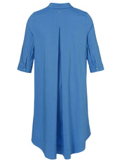 Hemdblusenkleid Midi aus Baumwollmix - 864 - Blau