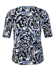 T-Shirt Rundhals 1/2 Arm Druck - 817 - Blau