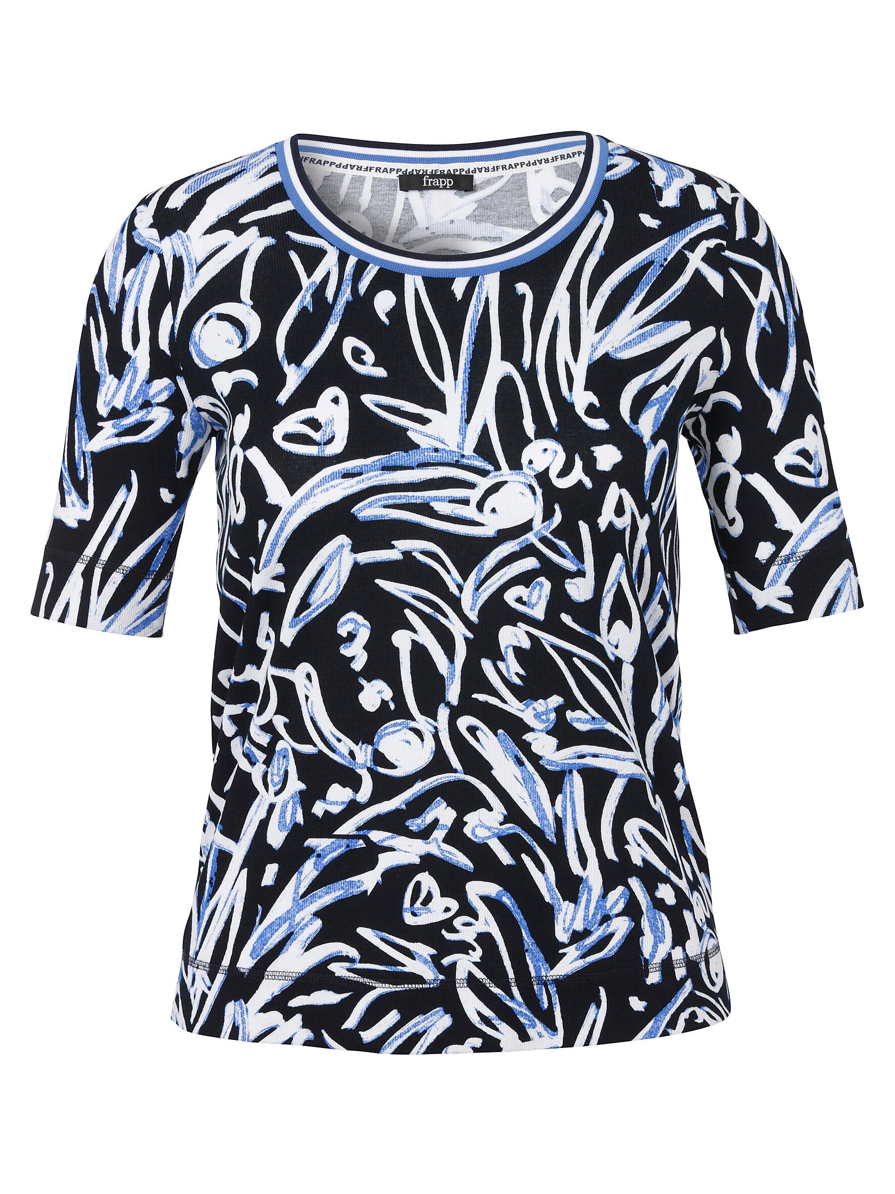 T-Shirt Rundhals 1/2 Arm Druck - 817 - Blau