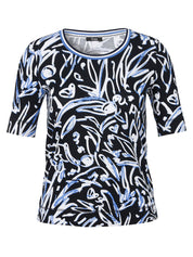 T-Shirt Rundhals 1/2 Arm Druck - 817 - Blau